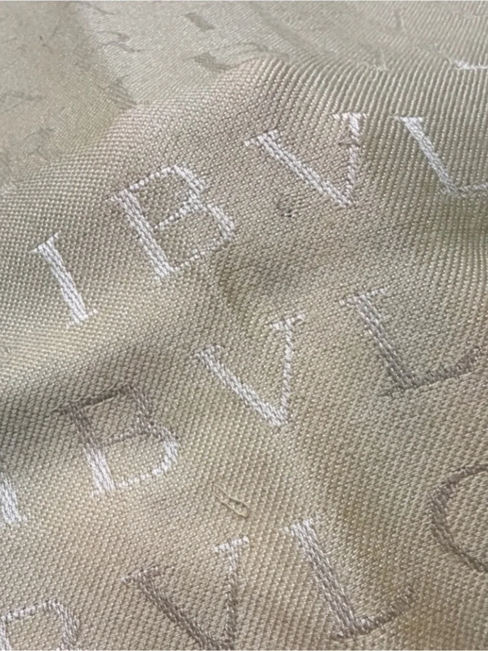 BVLGARI Logomania Silk Wool Maxi Stole Scarf Pale Yellow Buttercream Italy 71x28